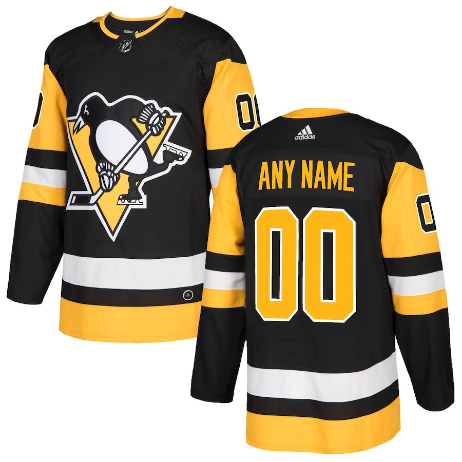 Men NHL adidas Pittsburgh Penguins Black Authentic Custom Jersey->customized nhl jersey->Custom Jersey